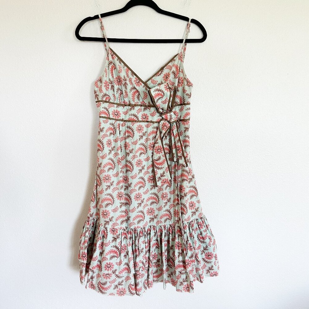 Machka Dress 38 US 8 Floral Babydoll Midi Spaghetti Strap Ruffle Hem Boho